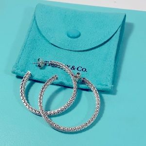 Sterling Silver Tiffany & Co Somerset Mesh Hoop Earrings